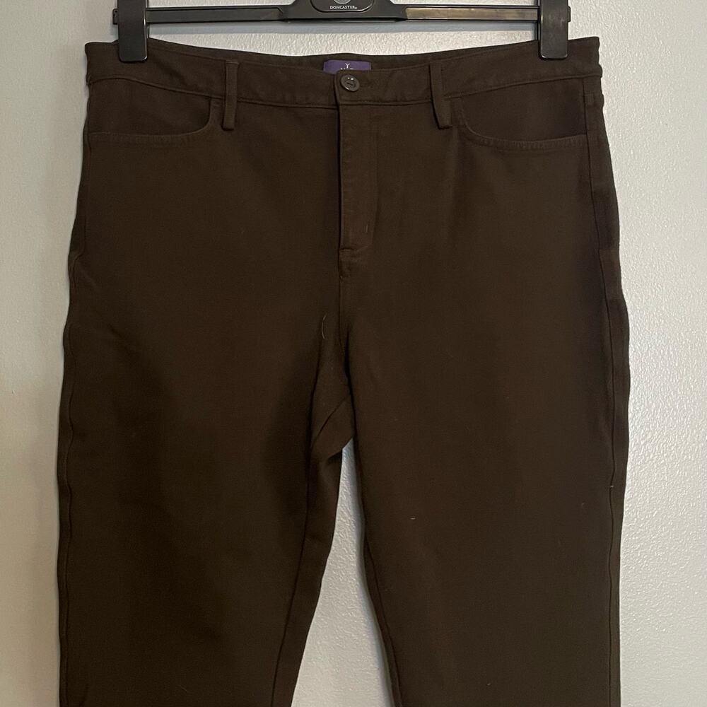 NYDJ Brown Ponte Knit Skinny Leg Dress Pants 14 - Picture 2 of 6